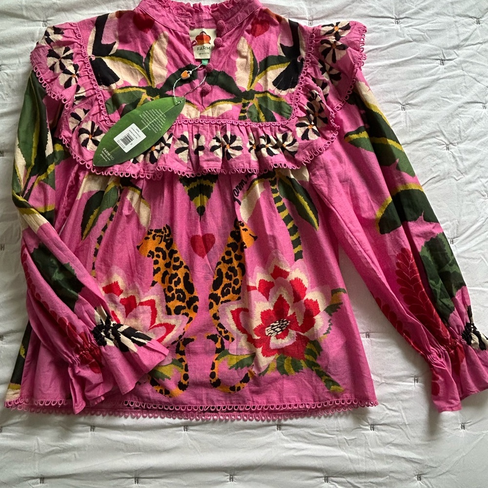 FARM Rio Pink Floral and Leopard Blouse